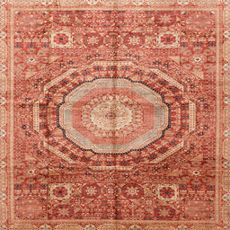 Square Machine Washable Abstract Red Rug, wshabs3631