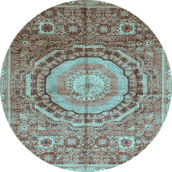 Round Machine Washable Abstract Light Blue Modern Rug, wshabs3631lblu
