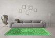 Machine Washable Abstract Emerald Green Modern Area Rugs in a Living Room,, wshabs3631emgrn