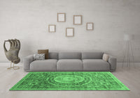 Machine Washable Abstract Emerald Green Modern Rug, wshabs3631emgrn