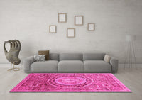 Machine Washable Abstract Pink Modern Rug, wshabs3631pnk