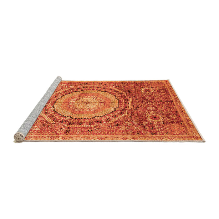 Sideview of Machine Washable Abstract Orange Modern Area Rugs, wshabs3631org