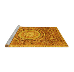 Sideview of Machine Washable Abstract Yellow Modern Rug, wshabs3631yw