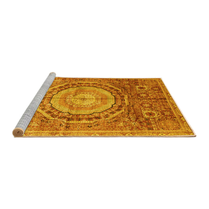 Sideview of Machine Washable Abstract Yellow Modern Rug, wshabs3631yw