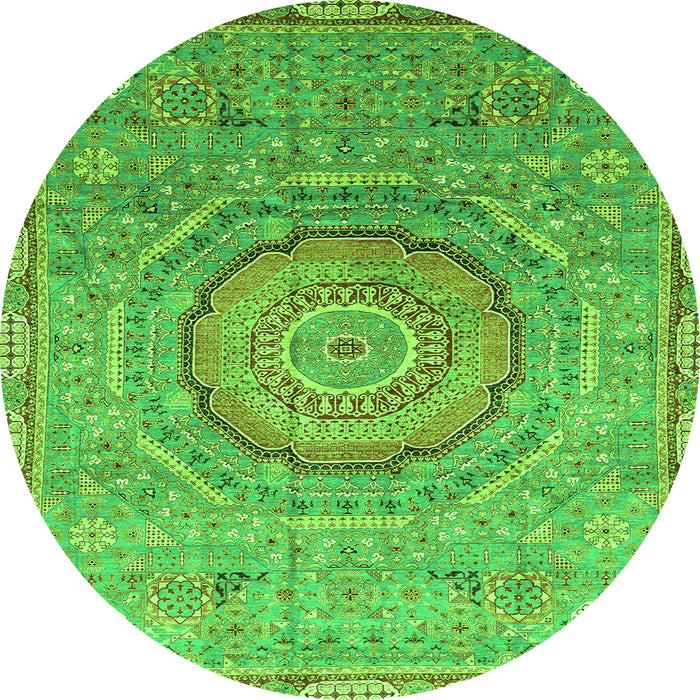 Round Abstract Green Modern Rug, abs3632grn
