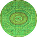 Round Abstract Green Modern Rug, abs3632grn