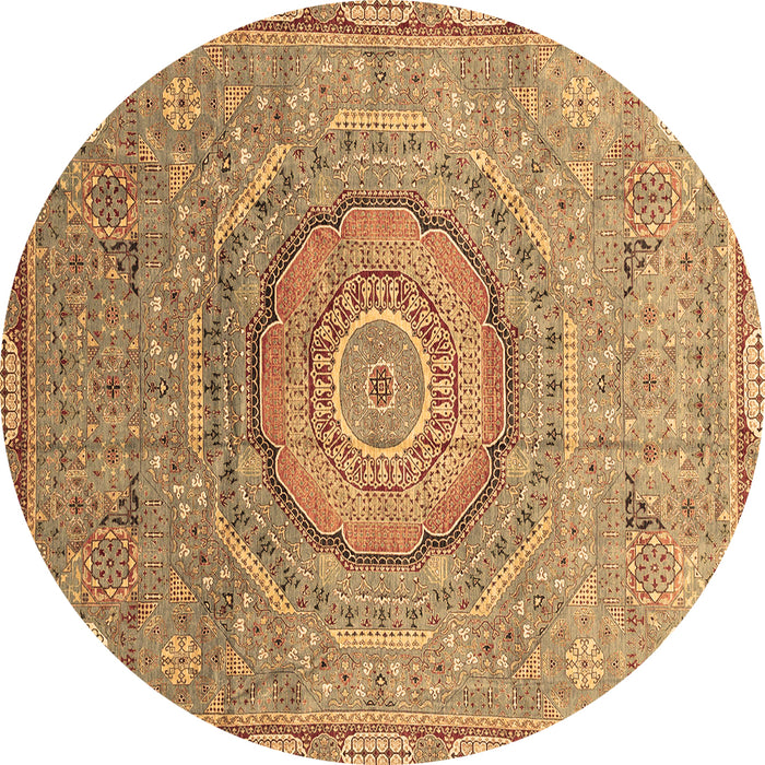 Round Abstract Brown Modern Rug, abs3632brn