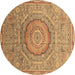 Round Abstract Brown Modern Rug, abs3632brn