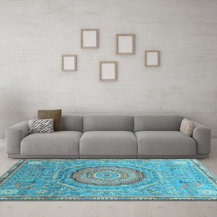 Machine Washable Abstract Light Blue Modern Rug in a Living Room, wshabs3632lblu