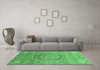 Machine Washable Abstract Emerald Green Modern Rug, wshabs3632emgrn