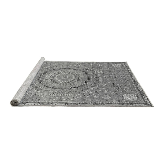 Sideview of Machine Washable Abstract Gray Modern Rug, wshabs3632gry