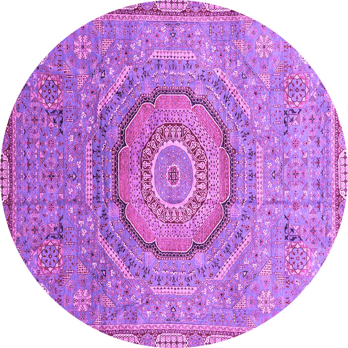 Round Abstract Purple Modern Rug, abs3632pur