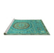 Sideview of Machine Washable Abstract Turquoise Modern Area Rugs, wshabs3632turq