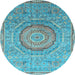 Round Abstract Light Blue Modern Rug, abs3632lblu