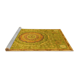 Sideview of Machine Washable Abstract Yellow Modern Rug, wshabs3632yw