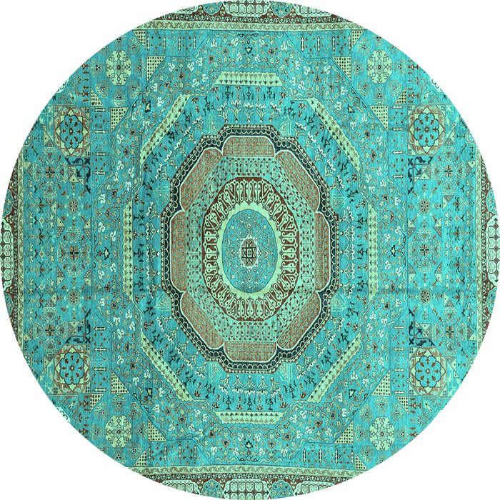 Round Abstract Turquoise Modern Rug, abs3632turq