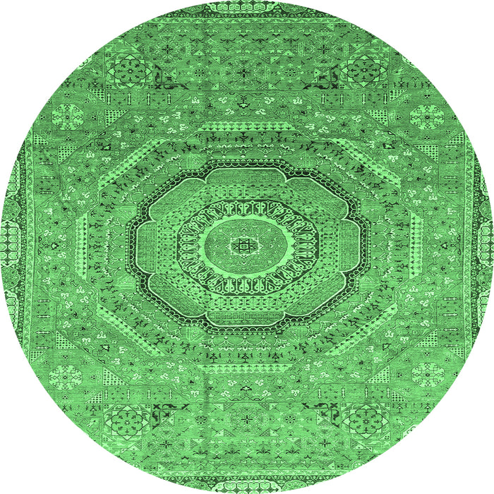 Round Abstract Emerald Green Modern Rug, abs3632emgrn