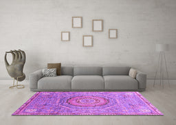 Machine Washable Abstract Purple Modern Area Rugs in a Living Room, wshabs3632pur