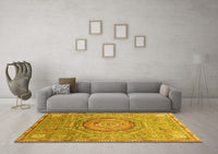 Machine Washable Abstract Yellow Modern Rug, wshabs3632yw