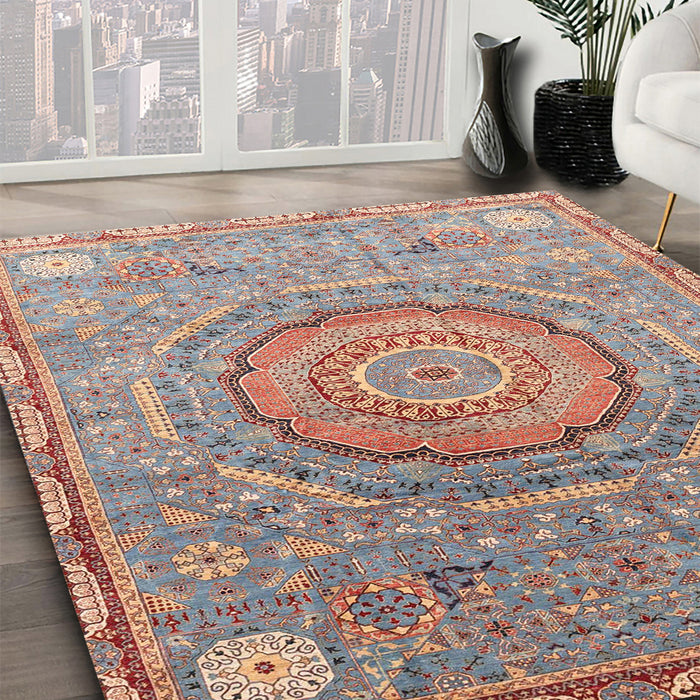 Abstract Sage Green Modern Rug in Family Room, abs3632