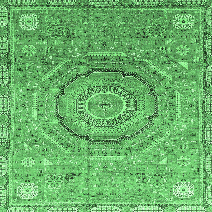 Square Abstract Emerald Green Modern Rug, abs3632emgrn