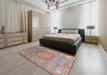 Abstract Sage Green Modern Rug in a Bedroom, abs3632