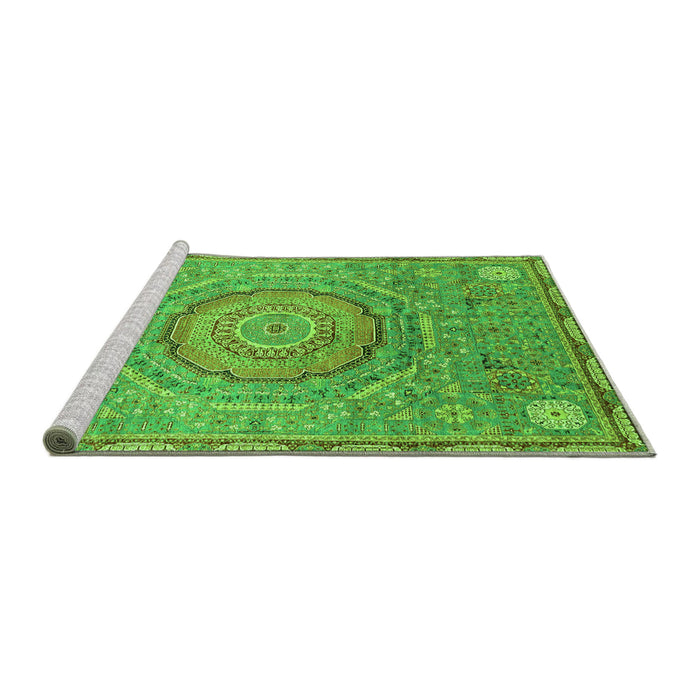 Sideview of Machine Washable Abstract Green Modern Area Rugs, wshabs3632grn