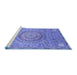 Sideview of Machine Washable Abstract Blue Modern Rug, wshabs3632blu