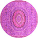 Round Machine Washable Abstract Pink Modern Rug, wshabs3632pnk