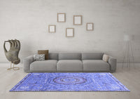 Machine Washable Abstract Blue Modern Rug, wshabs3632blu