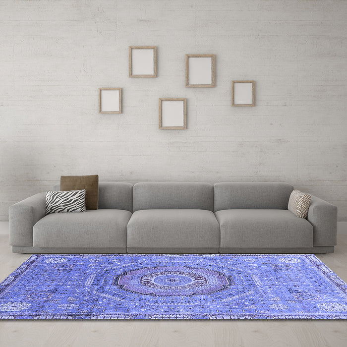 Machine Washable Abstract Blue Modern Rug in a Living Room, wshabs3632blu