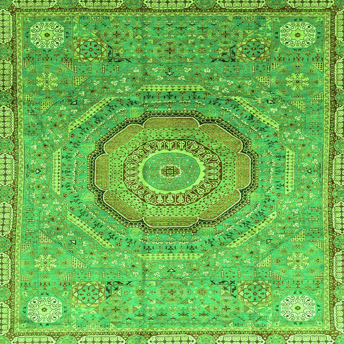 Square Machine Washable Abstract Green Modern Area Rugs, wshabs3632grn