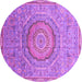 Round Machine Washable Abstract Purple Modern Area Rugs, wshabs3632pur