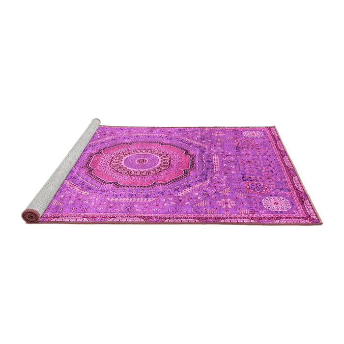 Sideview of Machine Washable Abstract Pink Modern Rug, wshabs3632pnk