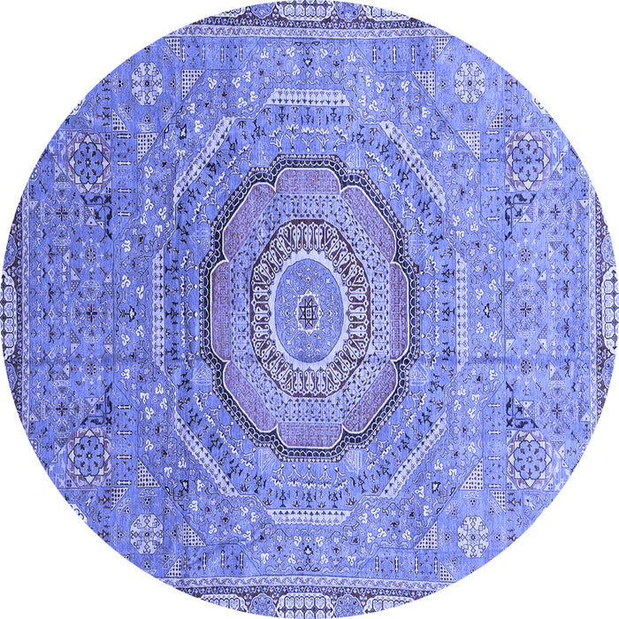 Round Machine Washable Abstract Blue Modern Rug, wshabs3632blu