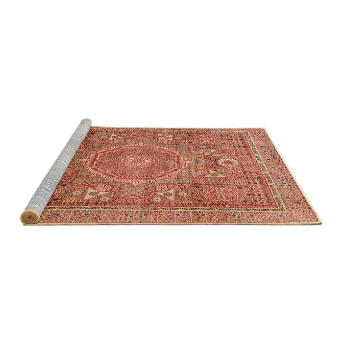 Sideview of Machine Washable Abstract Red Rug, wshabs3633