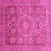 Square Machine Washable Abstract Pink Modern Rug, wshabs3633pnk