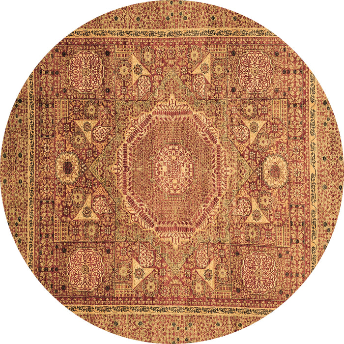 Round Abstract Brown Modern Rug, abs3633brn