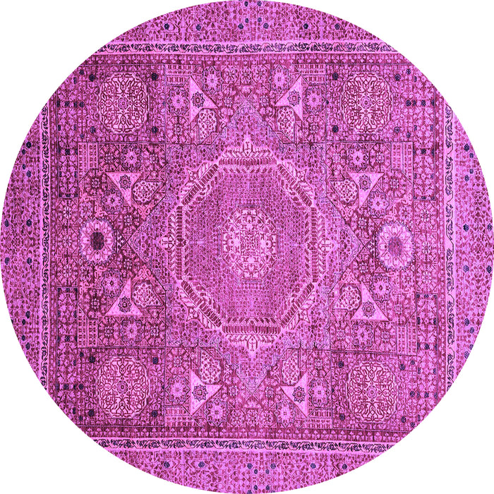 Round Machine Washable Abstract Purple Modern Area Rugs, wshabs3633pur