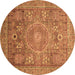 Round Machine Washable Abstract Brown Modern Rug, wshabs3633brn