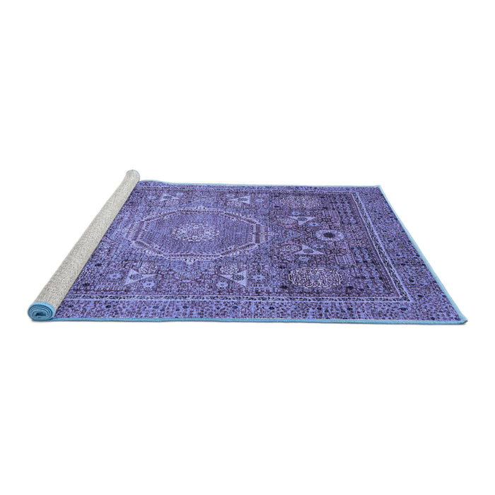 Sideview of Machine Washable Abstract Blue Modern Rug, wshabs3633blu