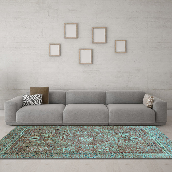Machine Washable Abstract Light Blue Modern Rug in a Living Room, wshabs3633lblu