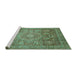 Sideview of Machine Washable Abstract Turquoise Modern Area Rugs, wshabs3633turq