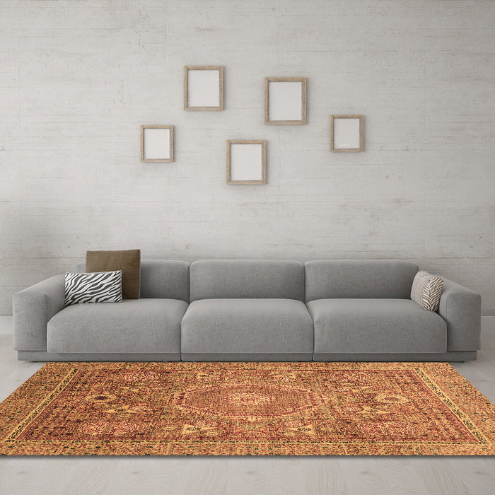 Machine Washable Abstract Brown Modern Rug in a Living Room,, wshabs3633brn
