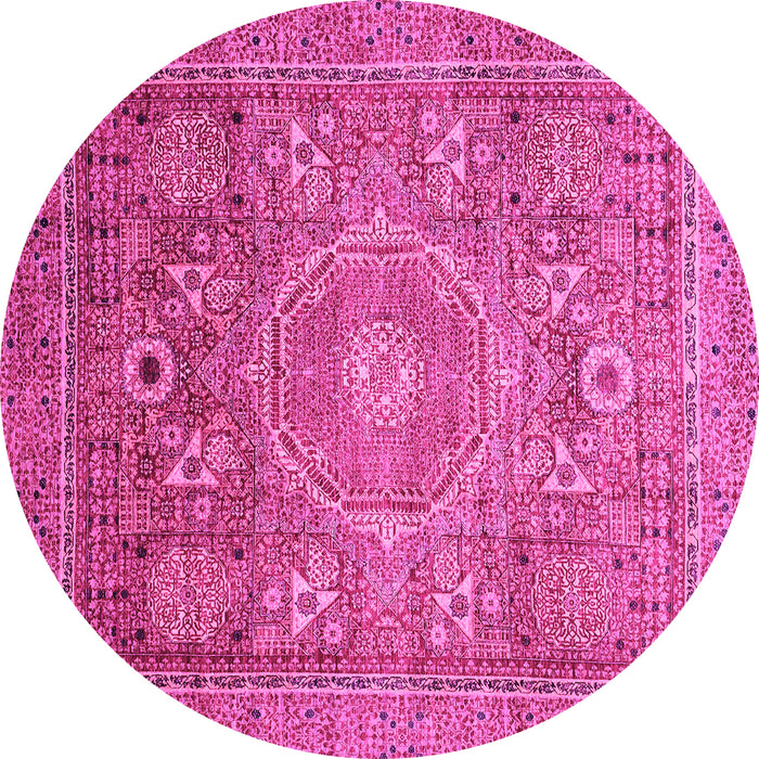 Round Abstract Pink Modern Rug, abs3633pnk