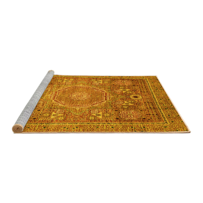 Sideview of Machine Washable Abstract Yellow Modern Rug, wshabs3633yw
