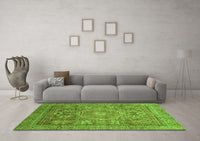 Machine Washable Abstract Green Modern Rug, wshabs3633grn