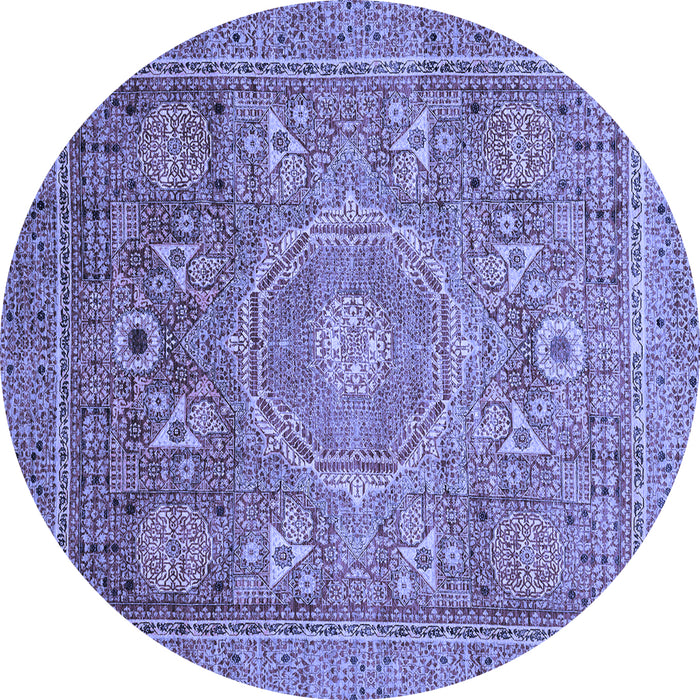 Round Abstract Blue Modern Rug, abs3633blu