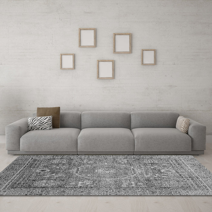 Machine Washable Abstract Gray Modern Rug in a Living Room,, wshabs3633gry
