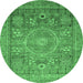 Round Abstract Emerald Green Modern Rug, abs3633emgrn